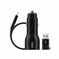ZIZO PowerVault Bundle Car Charger + Type C To C Cable + USB To Type C Adapter - Black