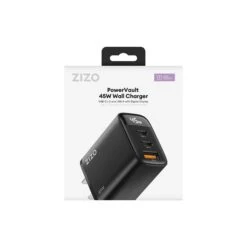 ZIZO PowerVault 45W Dual USB-C + USB-A Wall Charger With Digital Power Display - Black