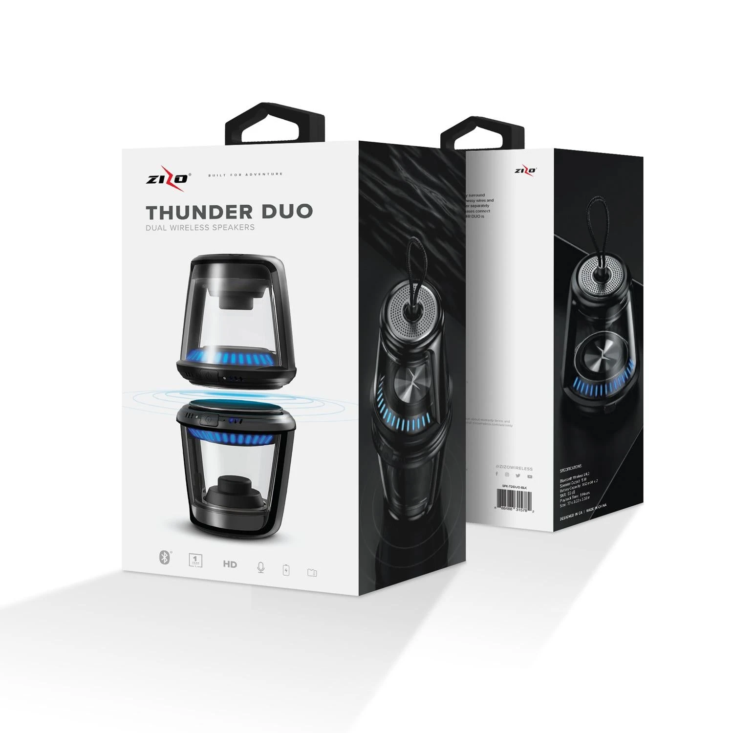 ZIZO THUNDER DUO Wireless Bluetooth Speaker (Black) - Image 9