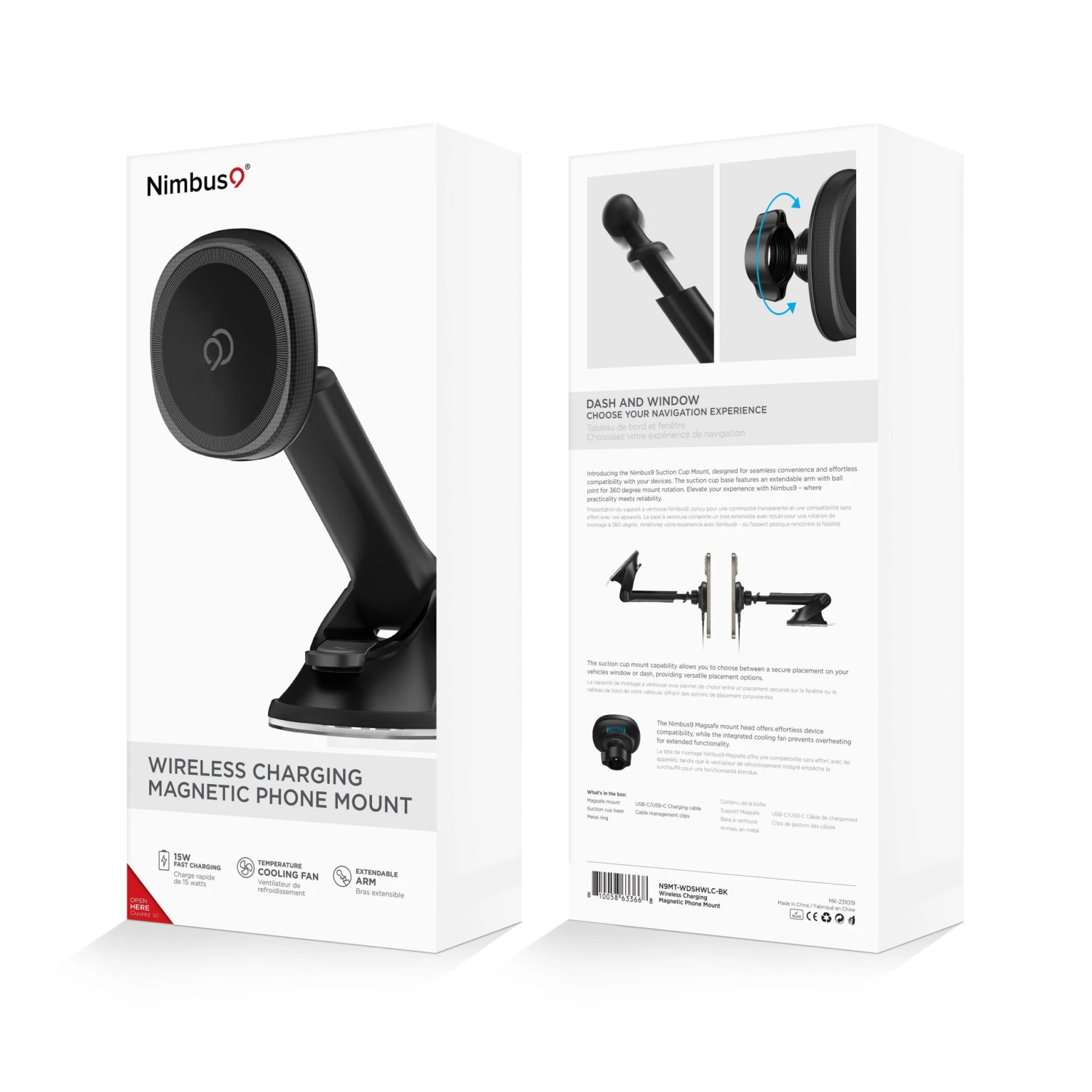 Nimbus9 Wireless Charging Magnetic Suction Cup Phone Mount - Black - Image 9