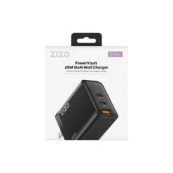 ZIZO PowerVault 65W GaN Dual USB-C + USB-A Wall Charger - Black