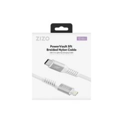 ZIZO PowerVault 5FT Braided Nylon USB-C To Lightning Cable - White