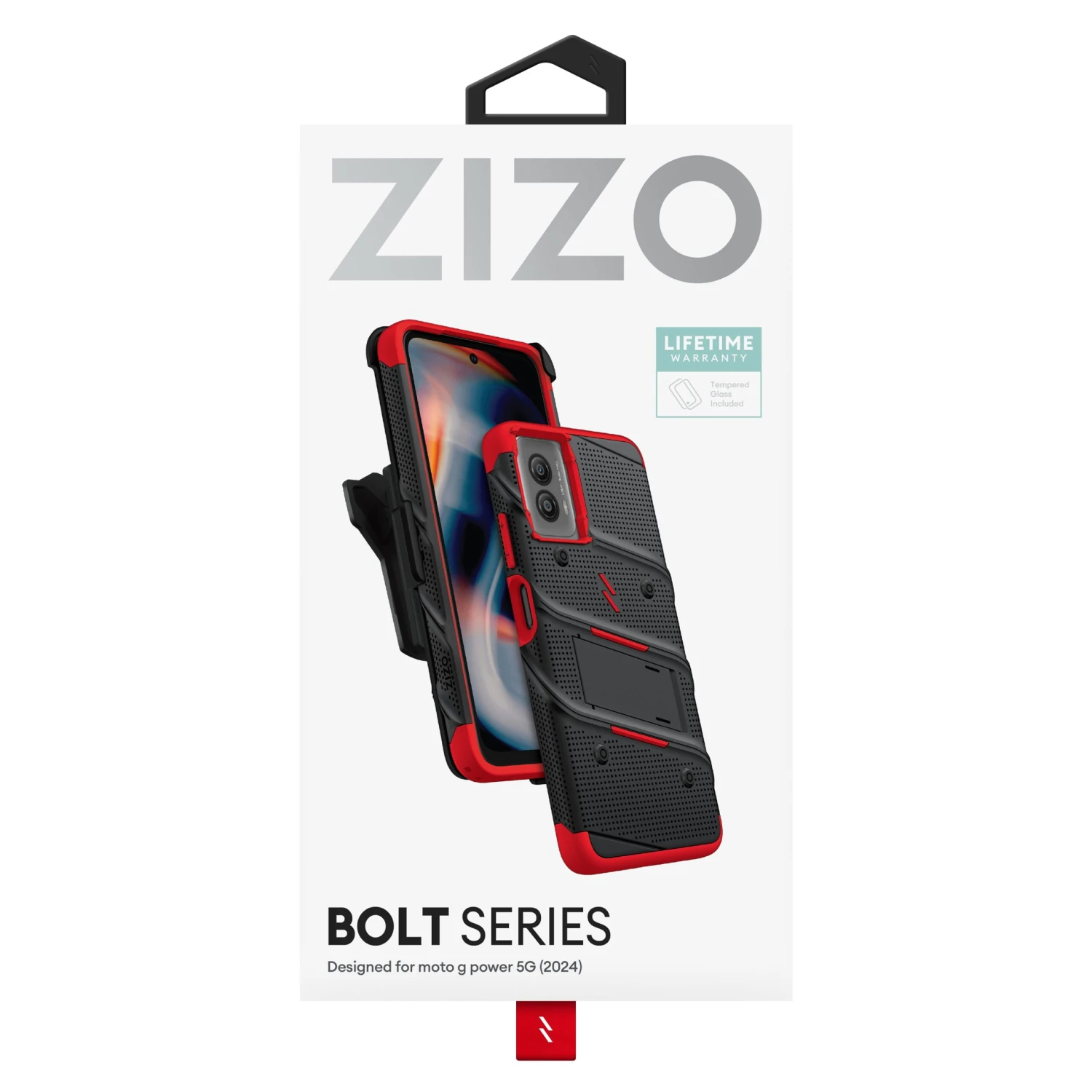 ZIZO BOLT Bundle Moto G Power 5G (2024) Case - Black / Red - Image 6
