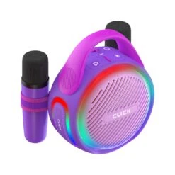CLICK Mini Karaoke 20W Wireless Speaker With 2 Wireless Mics - Purple