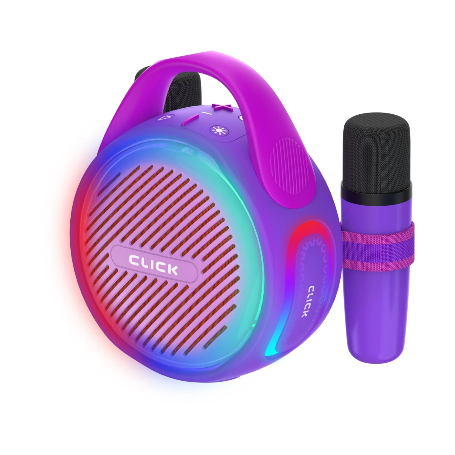 CLICK Mini Karaoke 20W Wireless Speaker With 2 Wireless Mics - Purple - Image 2